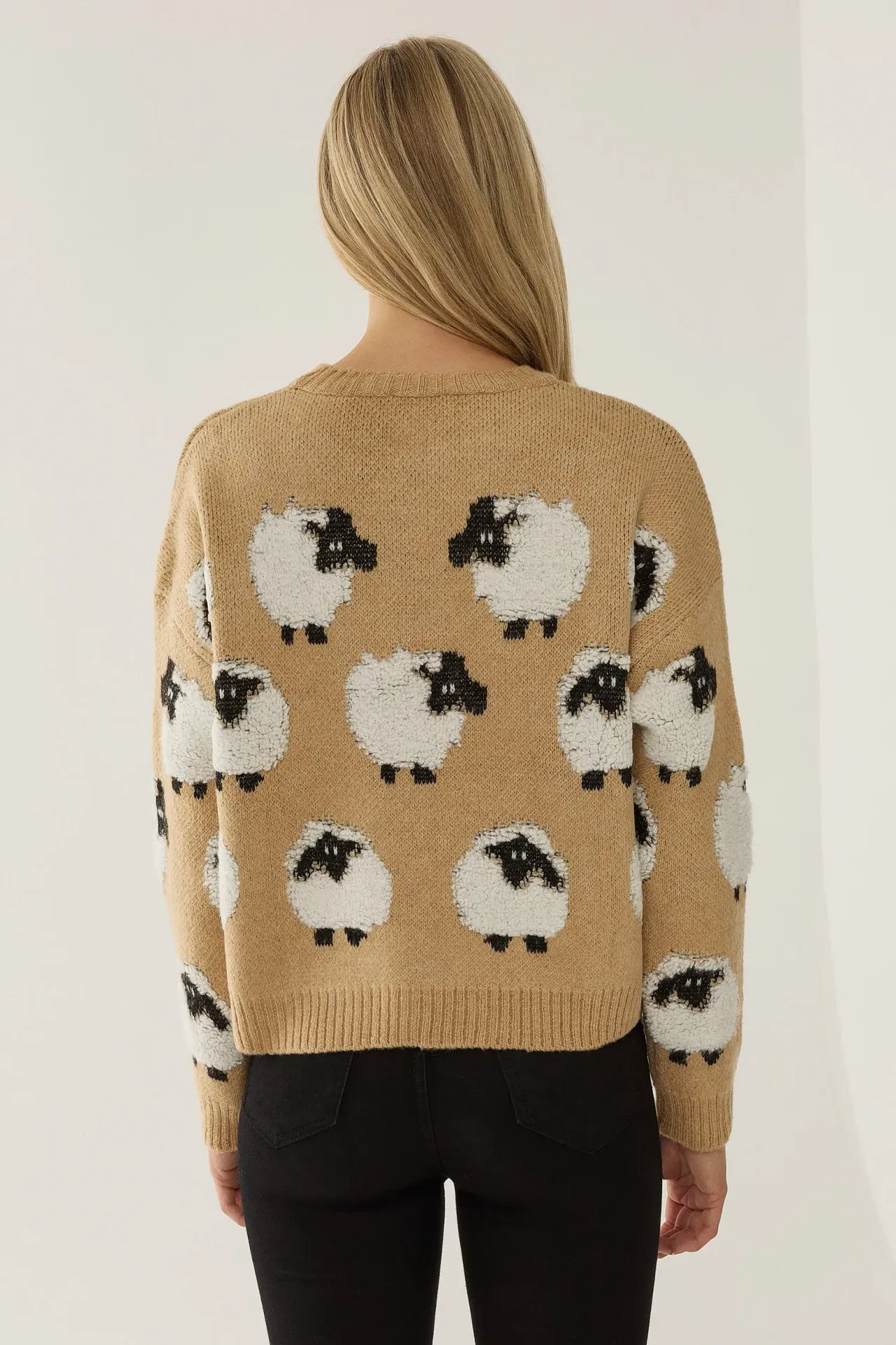 Relaxed Fit Animal Pattern Sweater
