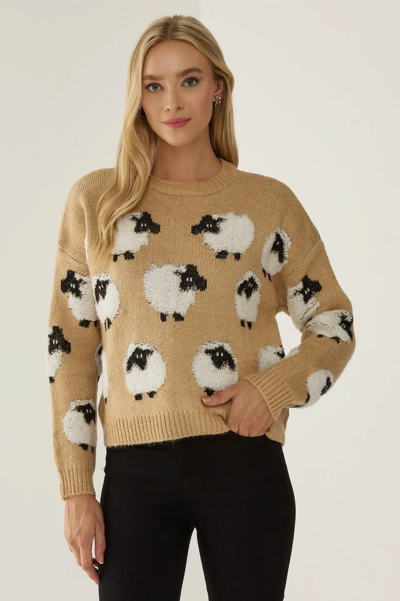 Relaxed Fit Animal Pattern Sweater