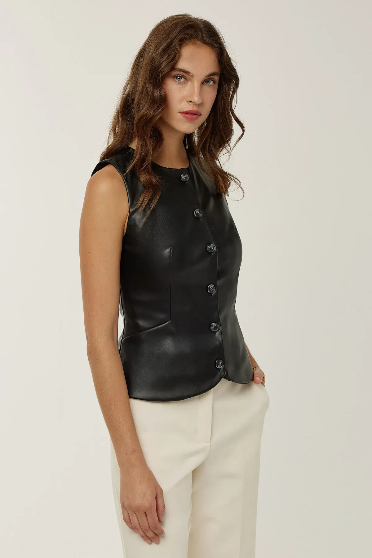 Faux Leather Waistcoat 1
