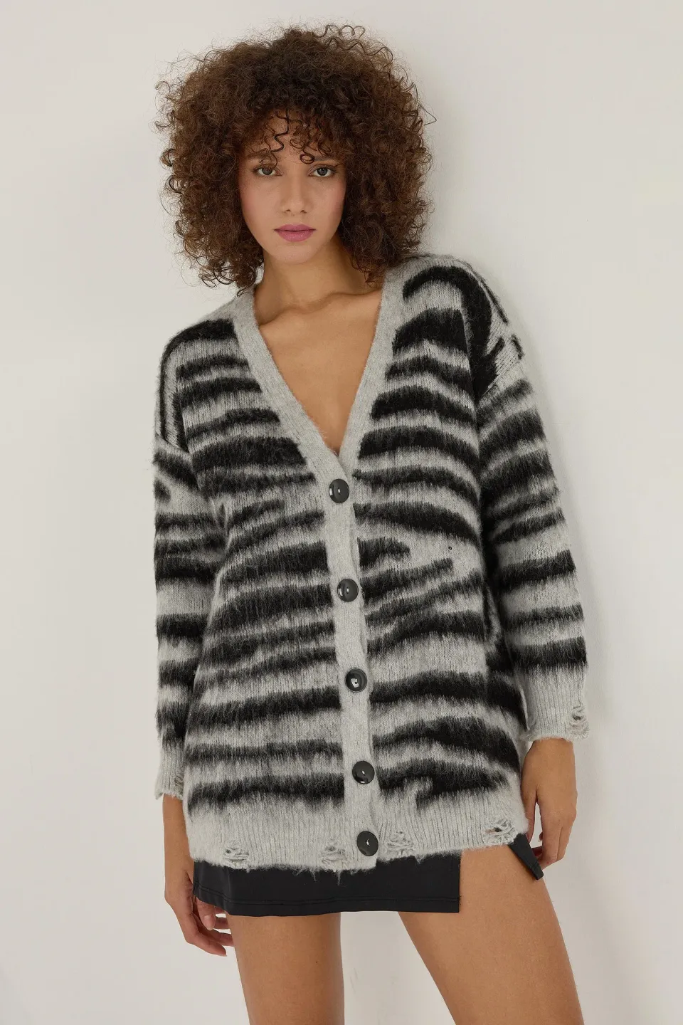 Oversized Zebra Print Cardigan