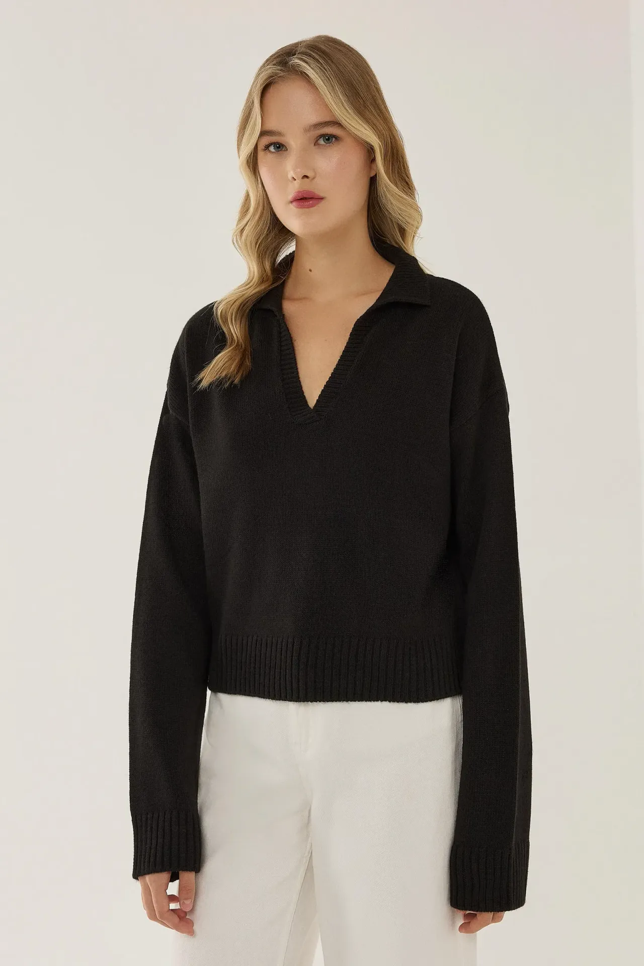 Polo Collar Knit Sweater