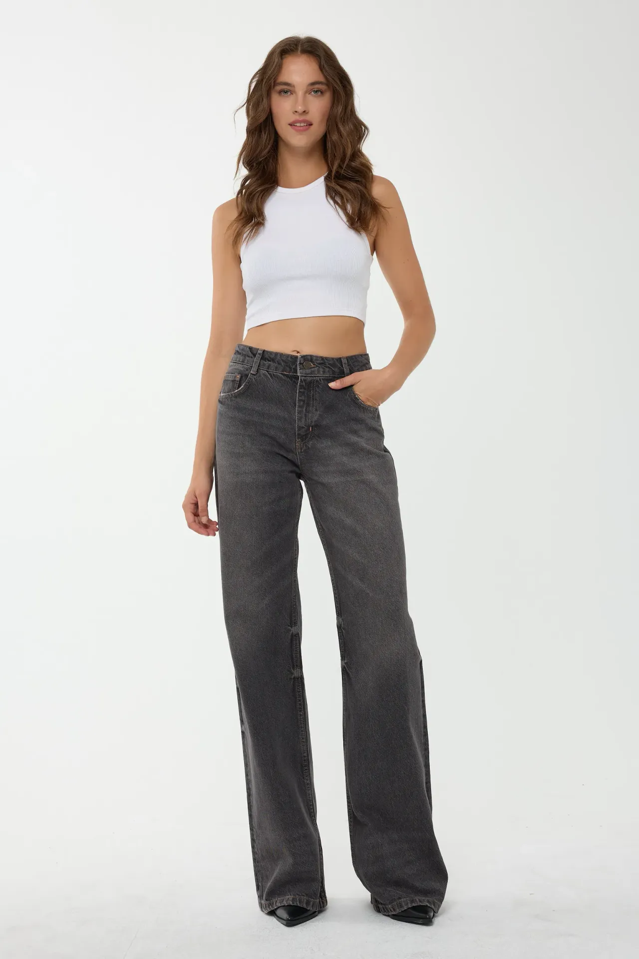 High Waist Straight Leg Jeans