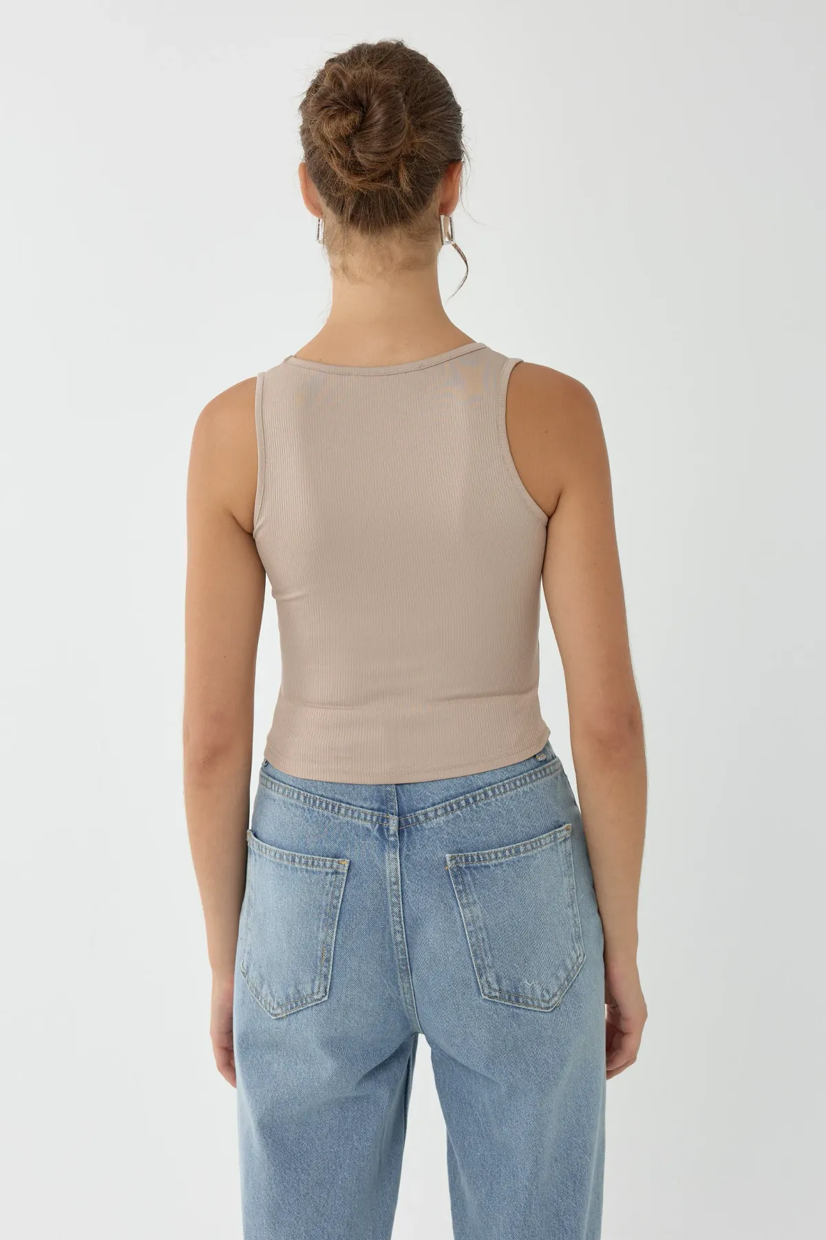 Basic Button Detailed Crop Top 7