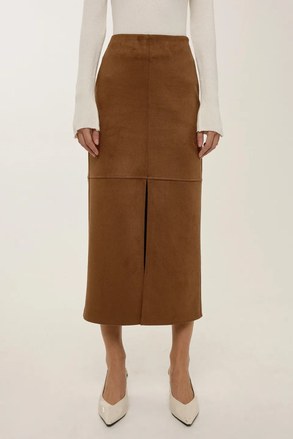 Midi Suede Skirt with Slit