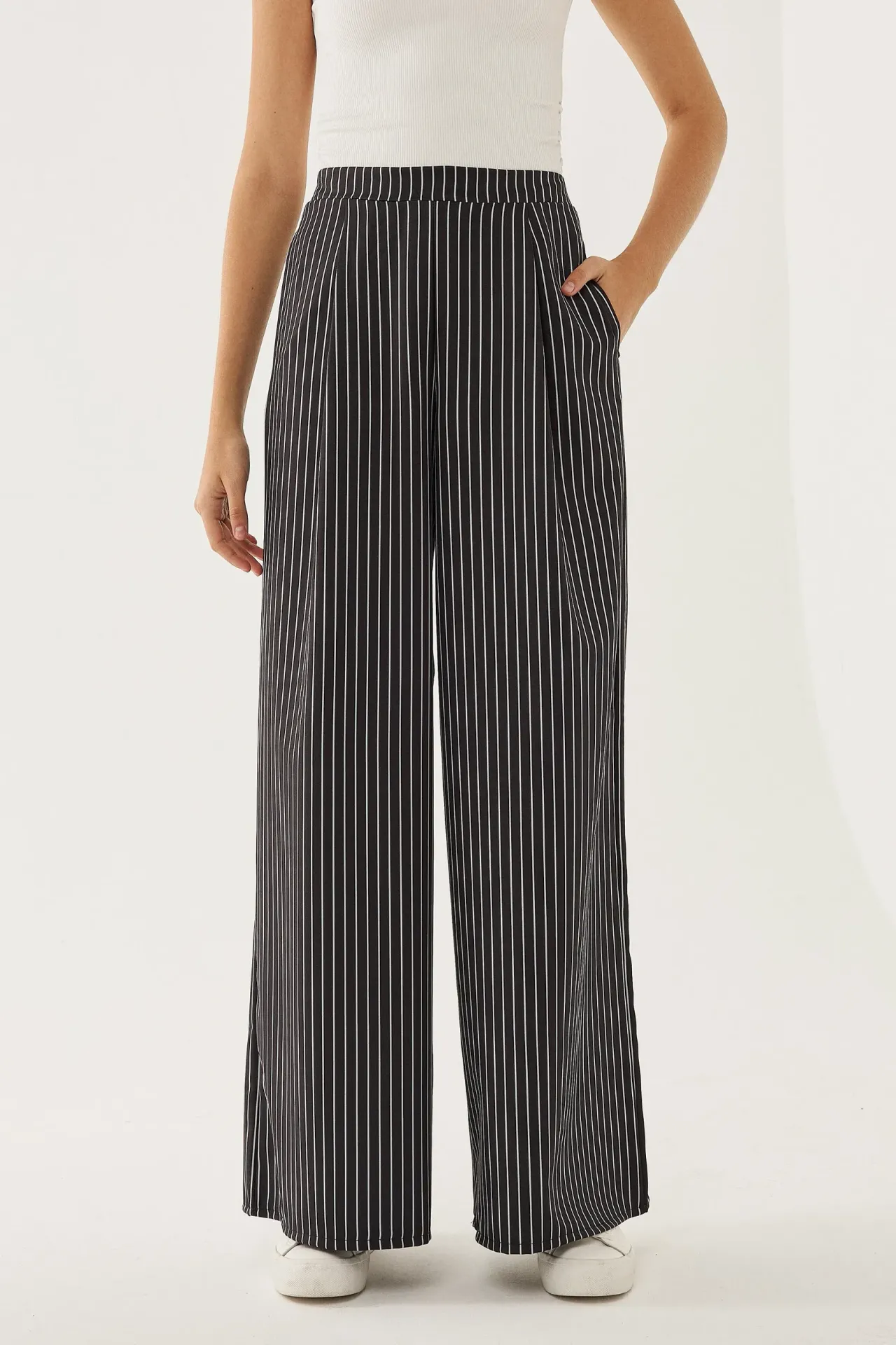 High Waist Striped Wide Leg Pants