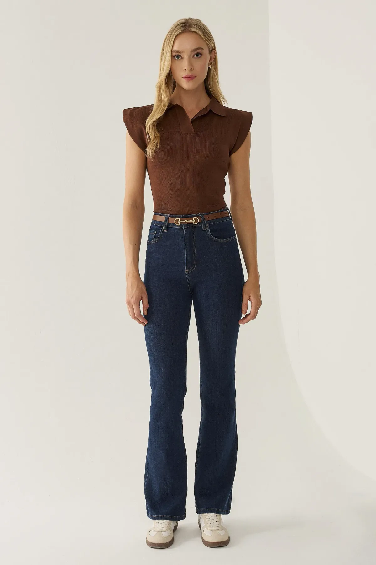 Polo Neck Slim Fit Sweater with Shoulder Pads 2