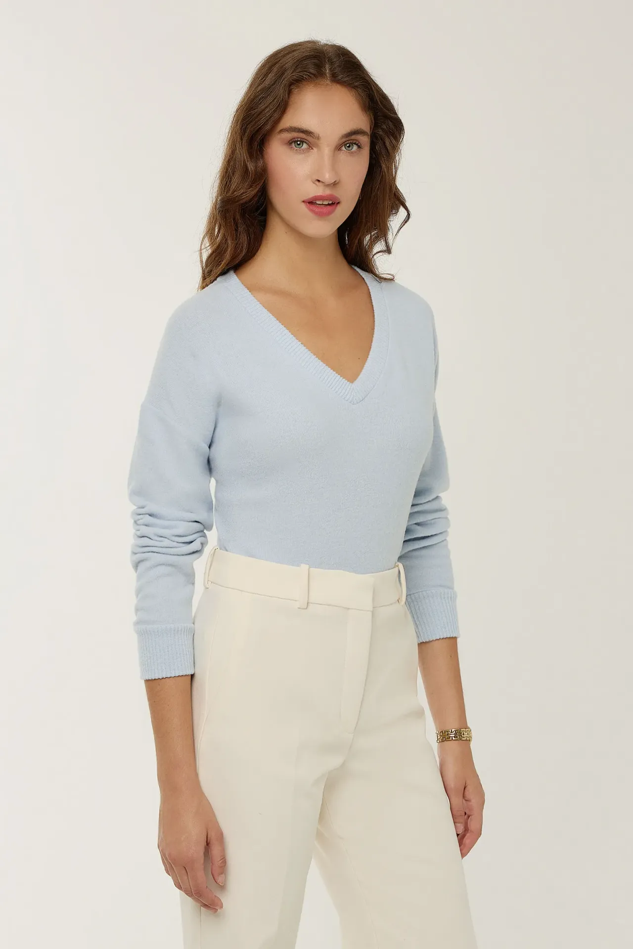 Textured V-Neck Knit Top