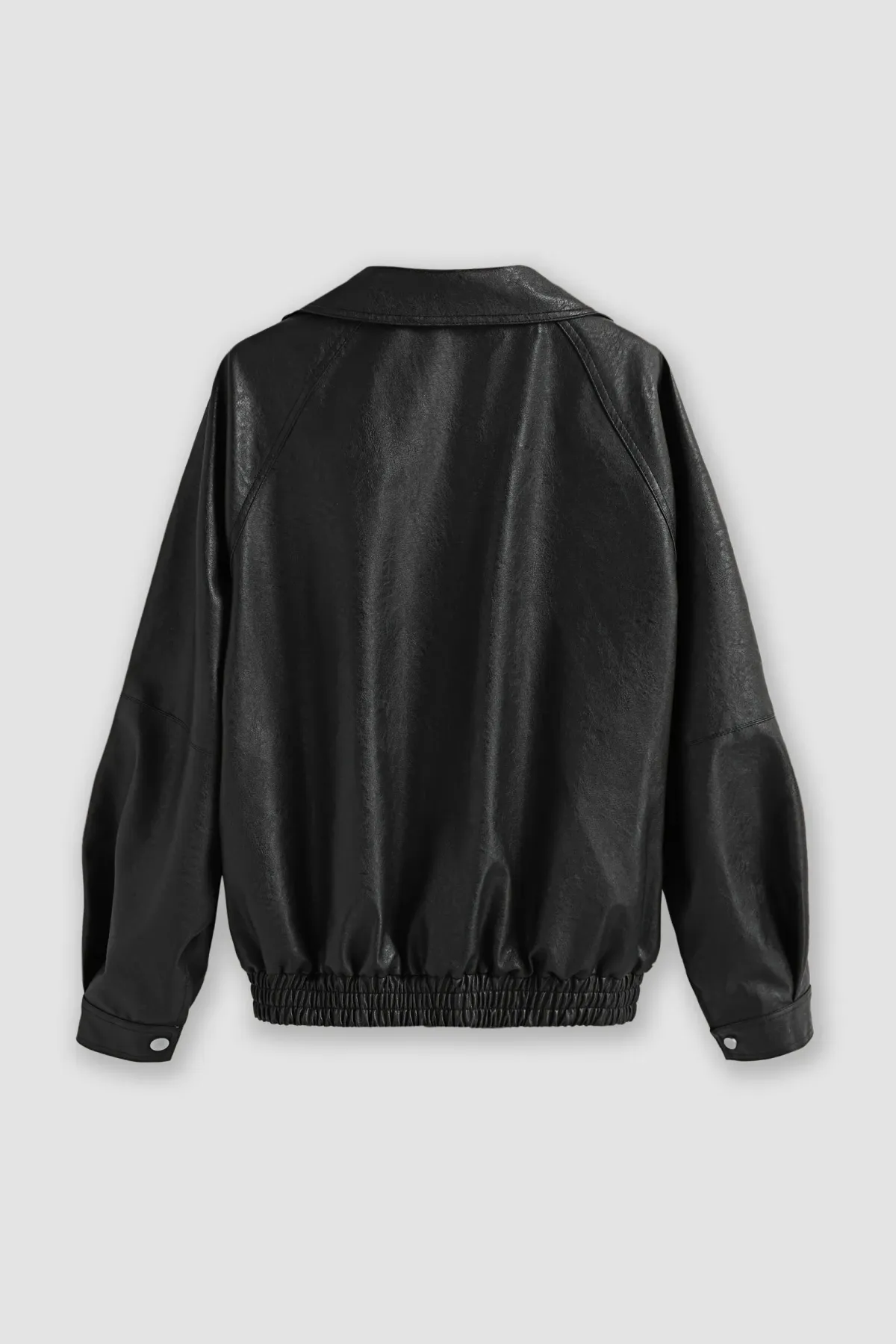 Oversized Faux Leather Snap-Front Jacket 4
