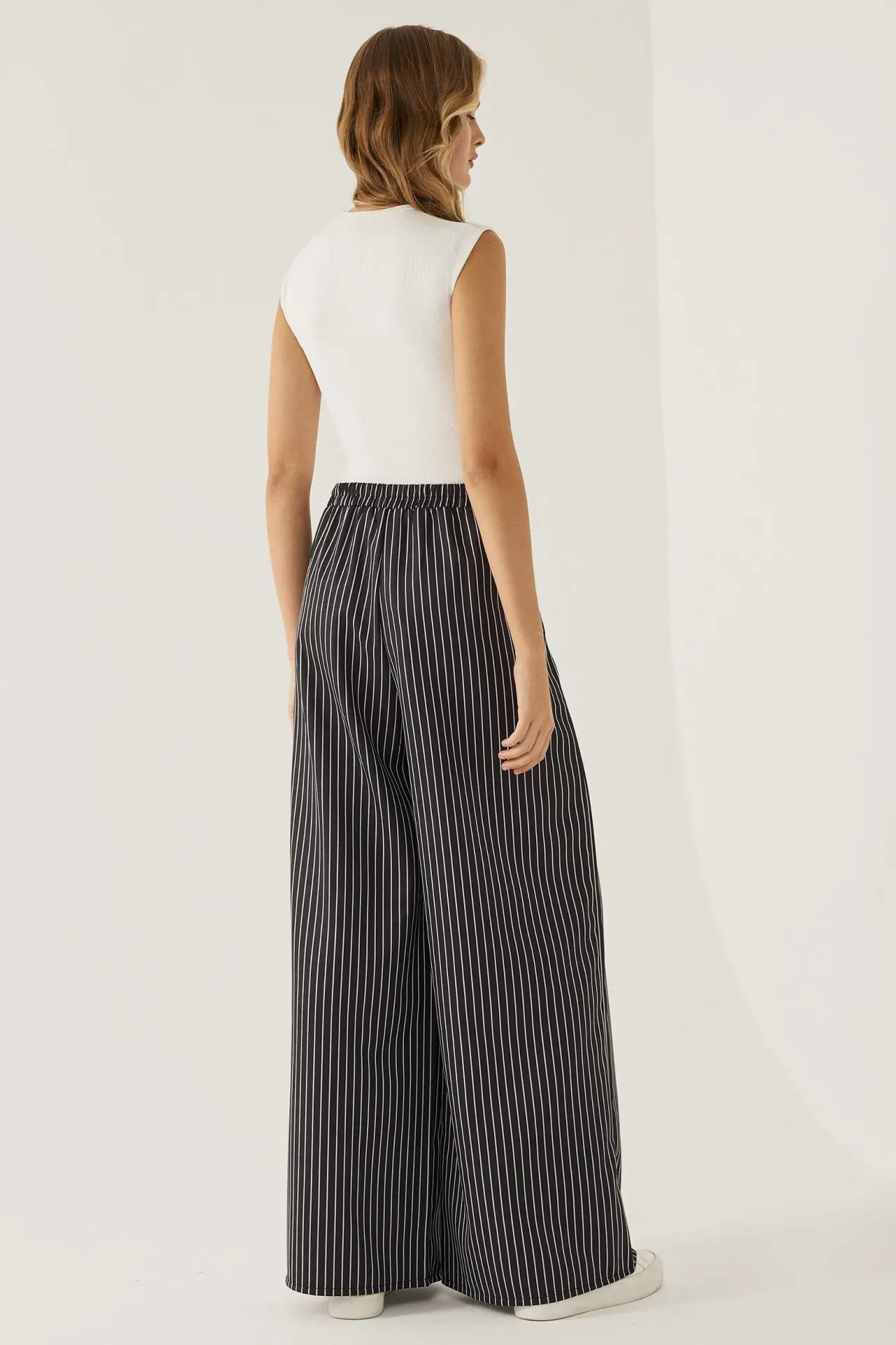 High Waist Striped Wide Leg Pants