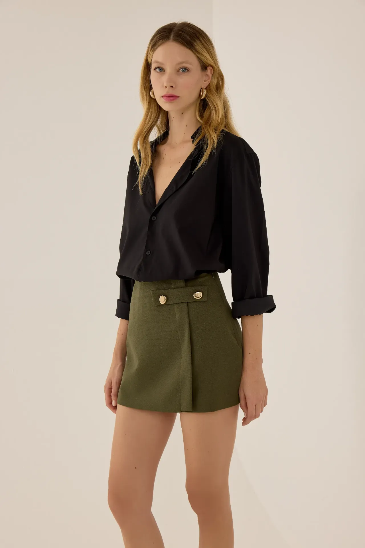 Mini Skirt with Button Detail