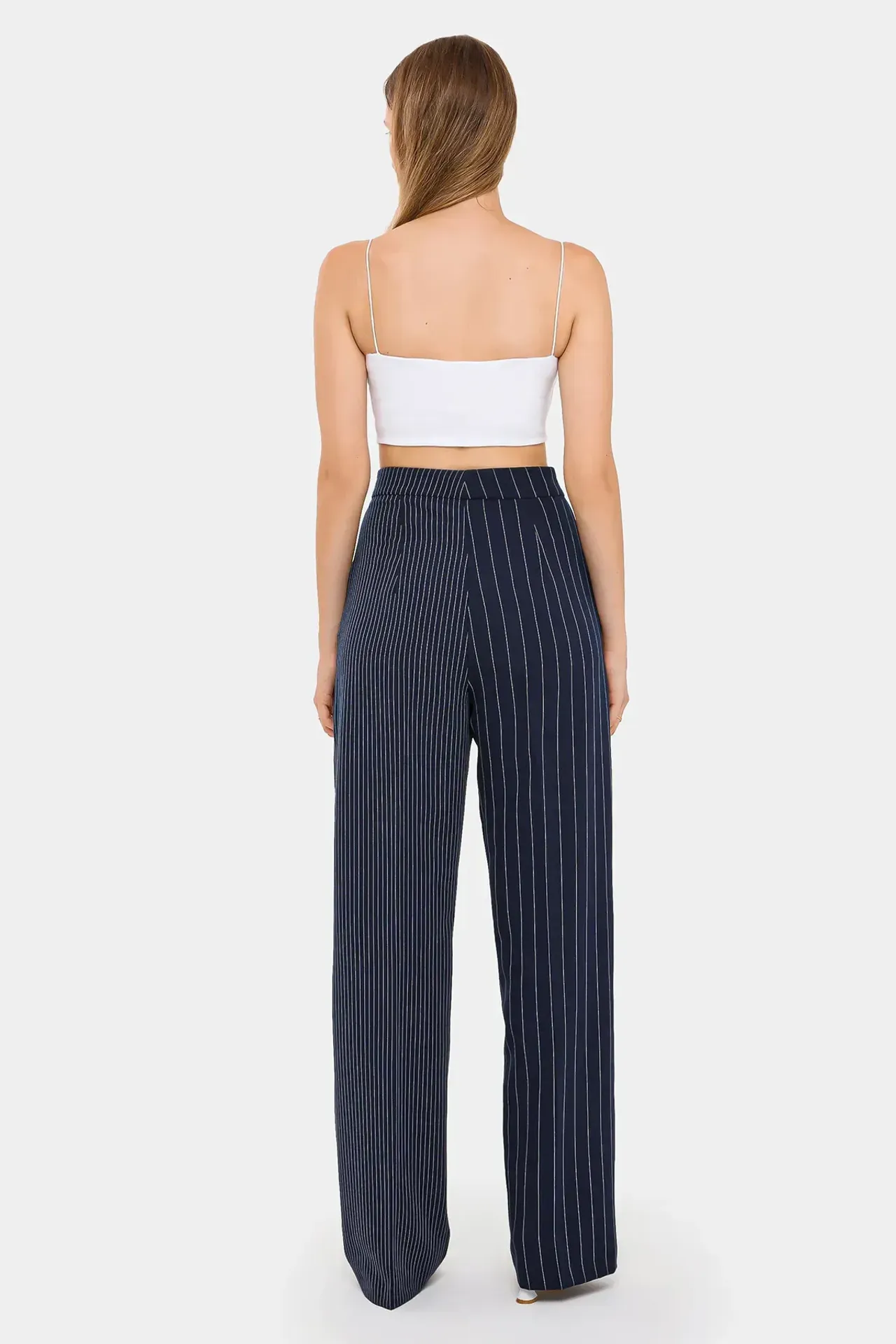Striped High Waist Straight Leg Trousers