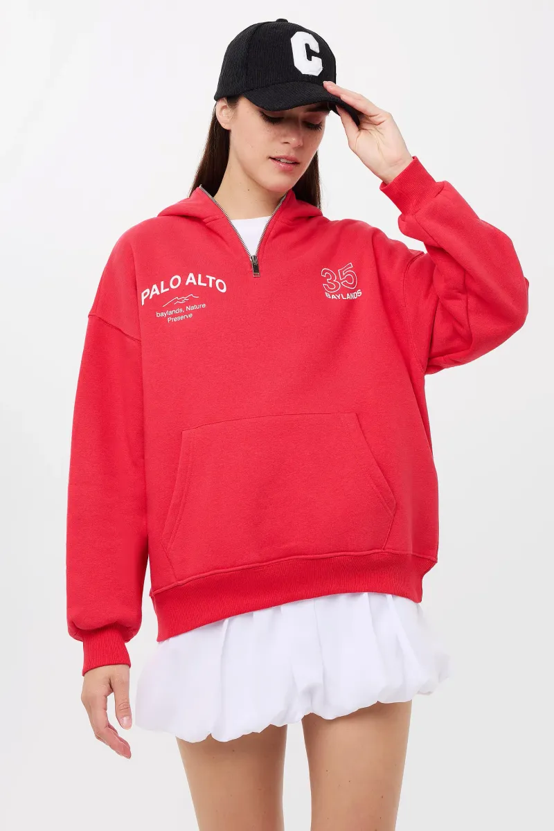 Printed Zipper Collar Sweatshirt 3