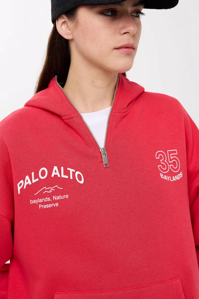 Printed Zipper Collar Sweatshirt 5