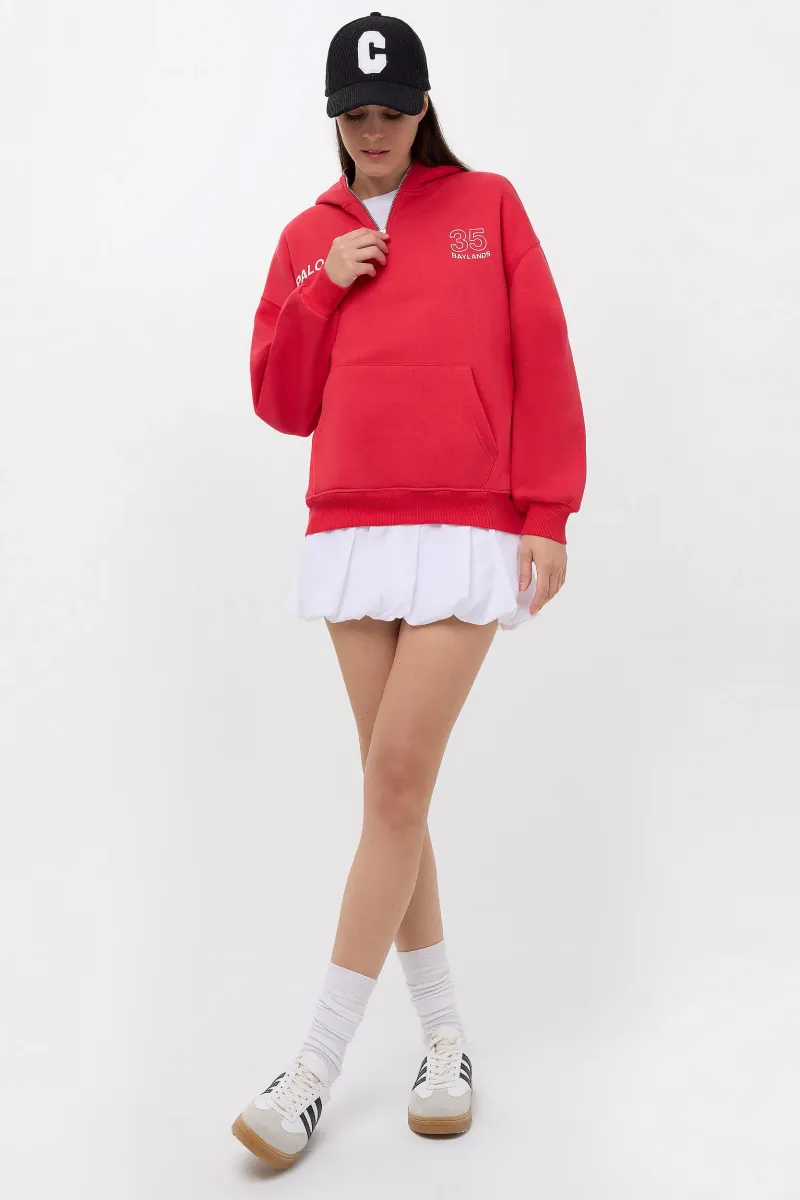 Printed Zipper Collar Sweatshirt 1