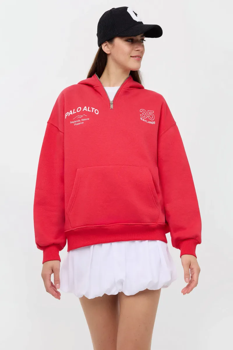 Printed Zipper Collar Sweatshirt 2