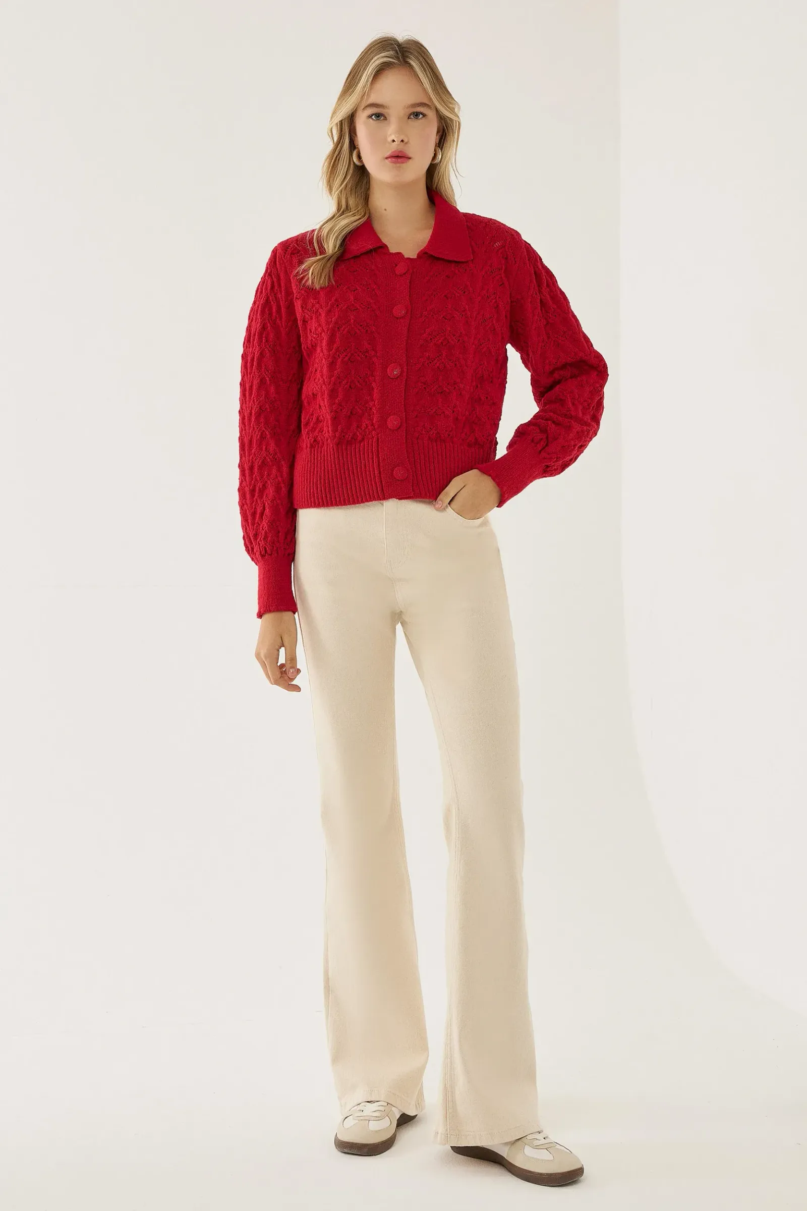 Hiccup Shirt Collar Buttoned Knit Cardigan