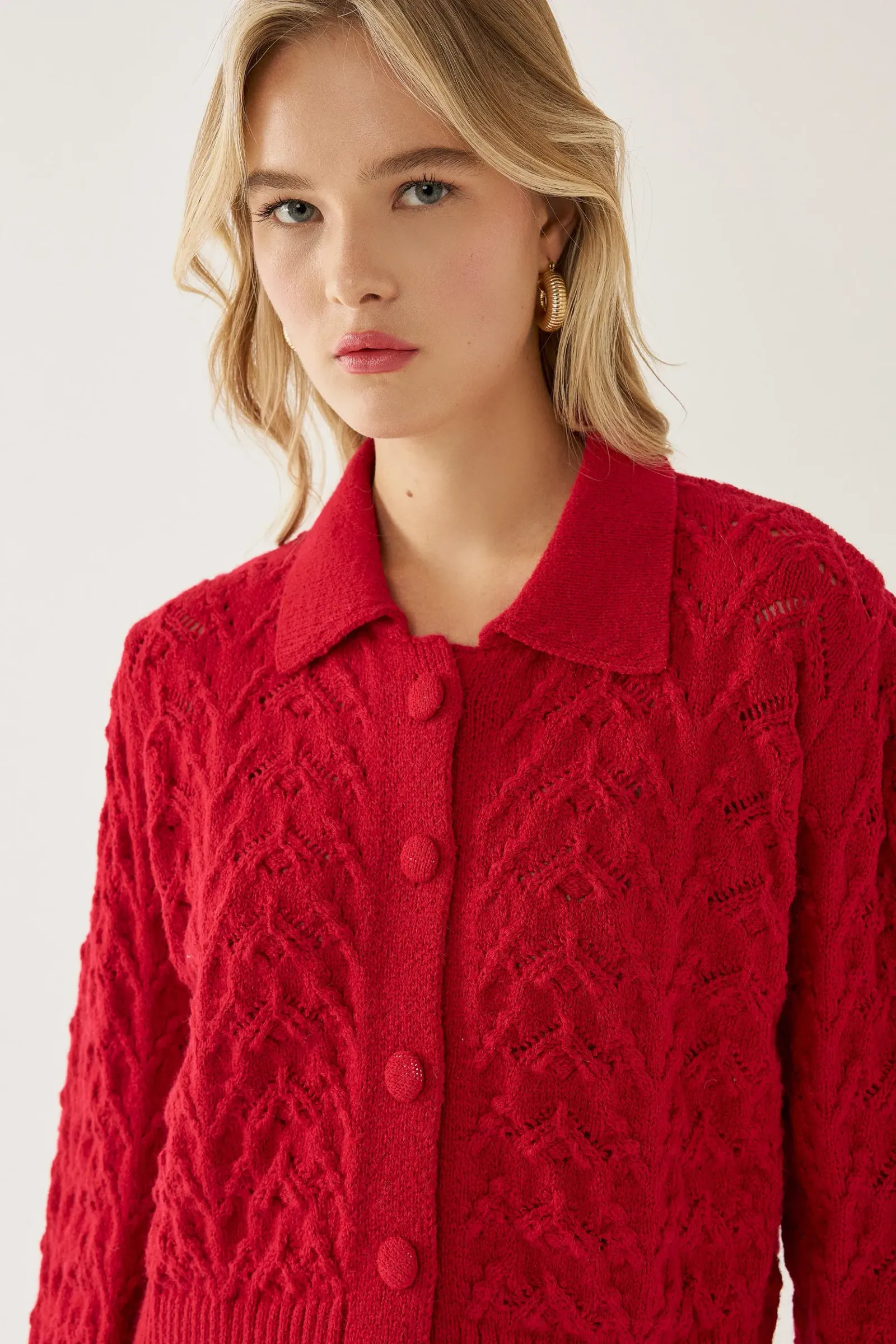 Hiccup Shirt Collar Buttoned Knit Cardigan