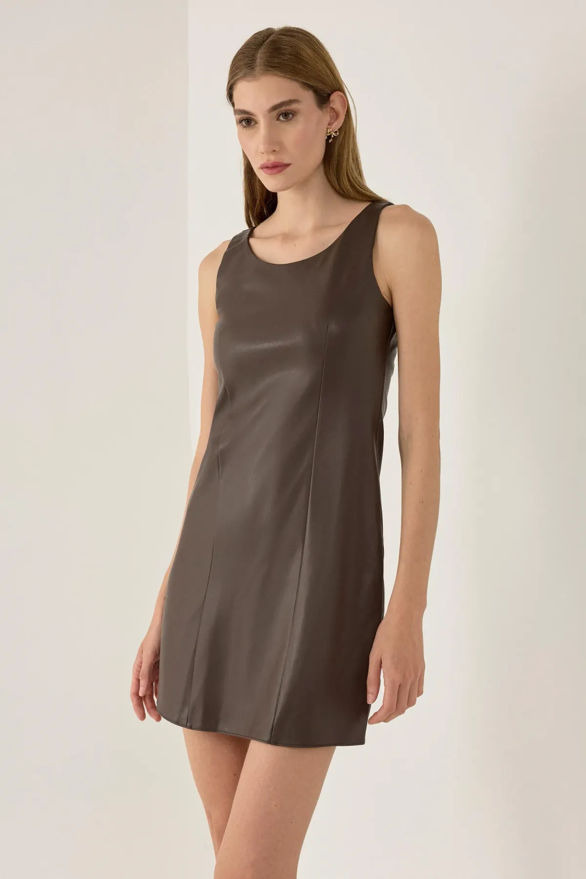 Faux Leather Mini Dress 1