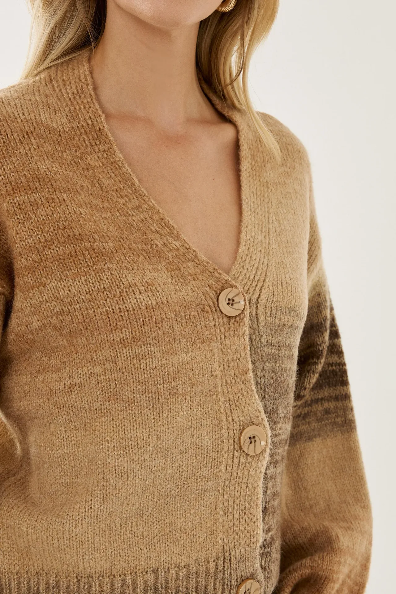 Gradient V-Neck Relaxed Fit Cardigan