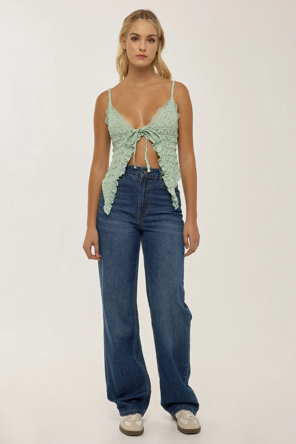 Textured Lace V-Neck Crop Top