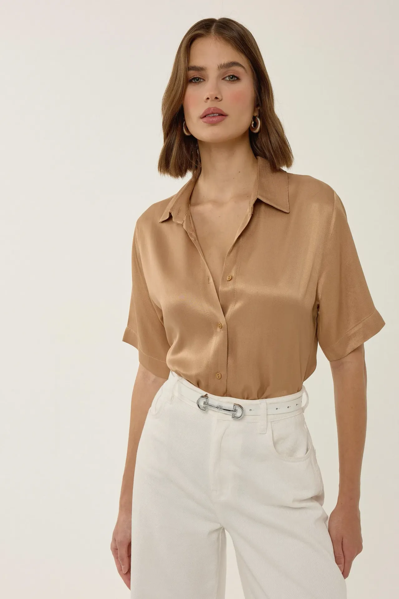 Solid Short Sleeve Basic Shirt