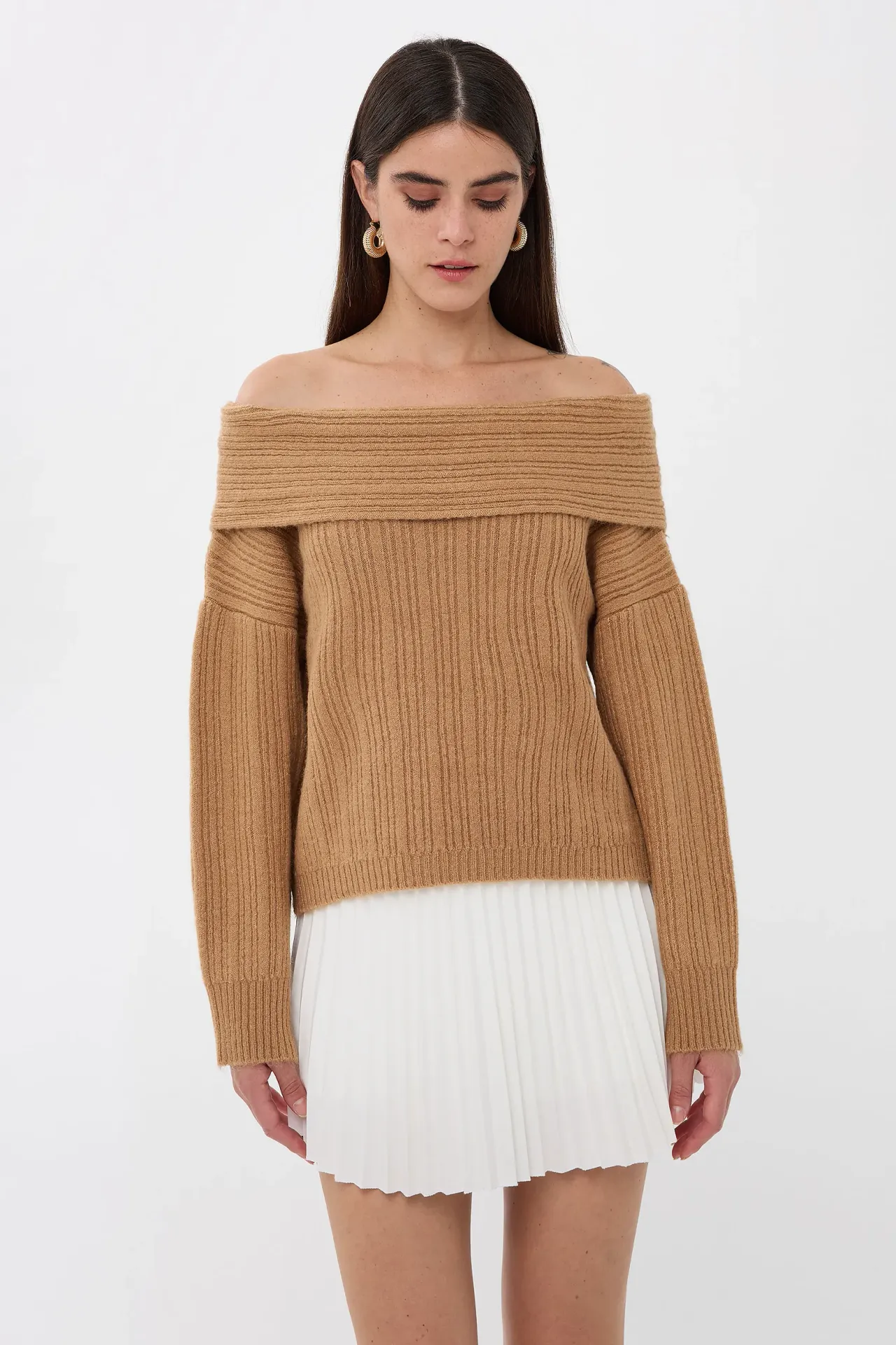 Off-Shoulder Knitted Sweater