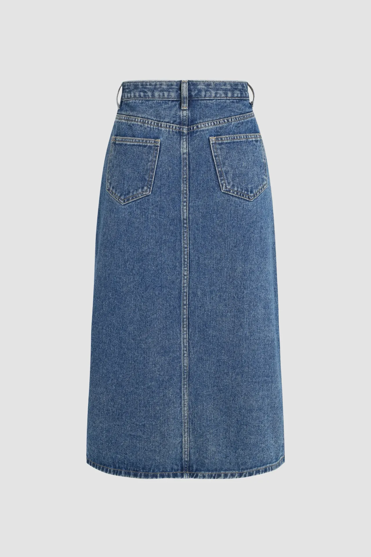 Denim Midi Skirt with Slit