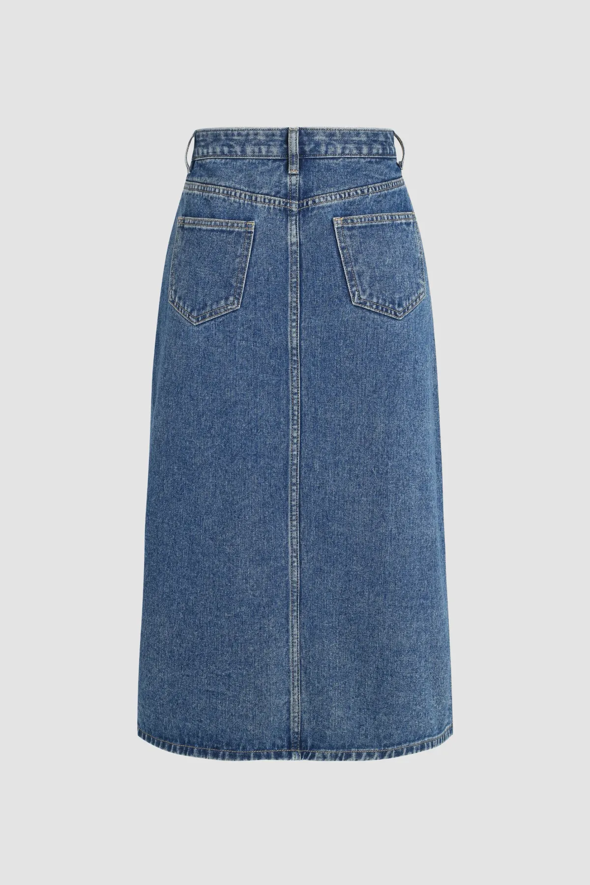 Denim Midi Skirt with Slit 3