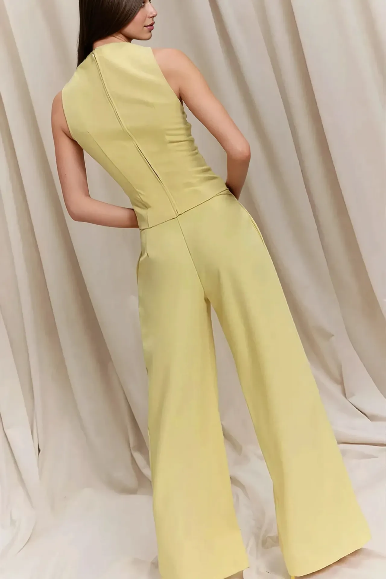 Pleated Wide Leg Long Pants