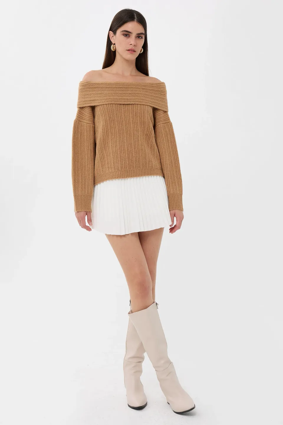 Off-Shoulder Knitted Sweater