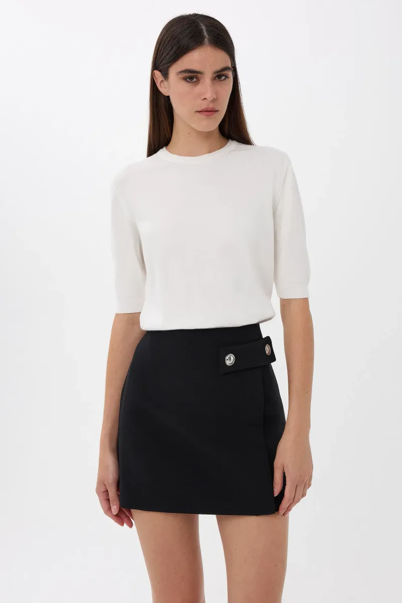 Short Sleeve Basic Knitted Sweater 1
