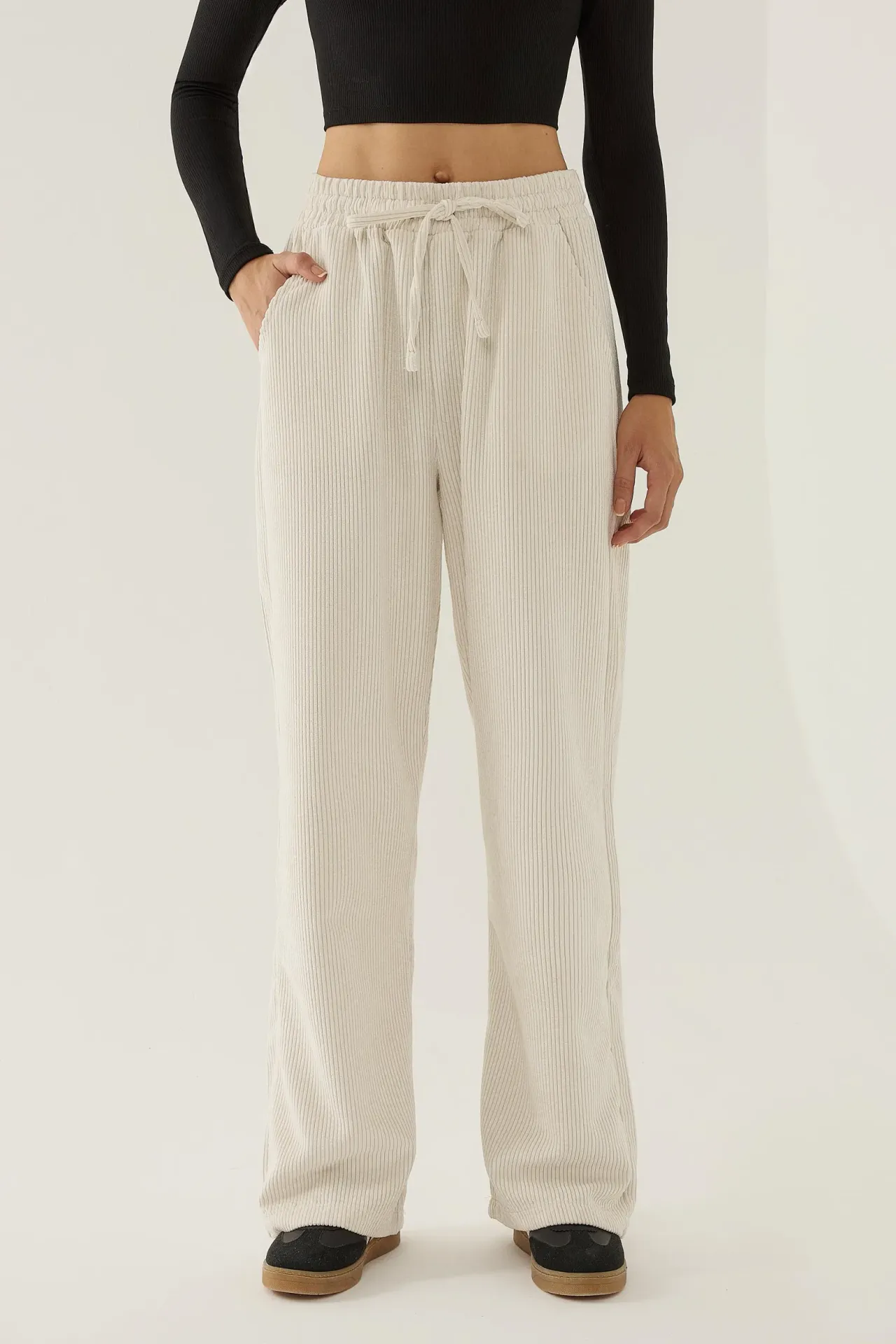 Velvet Elastic Waist Pants