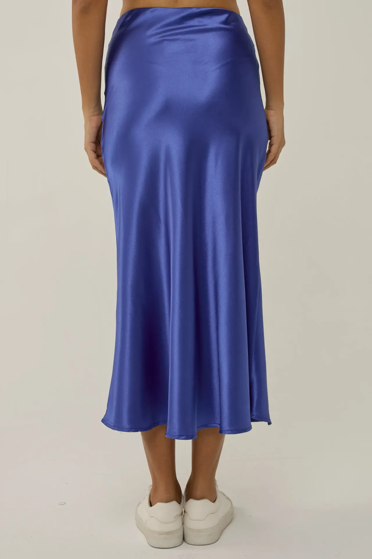 High-Waist Satin Midi Skirt