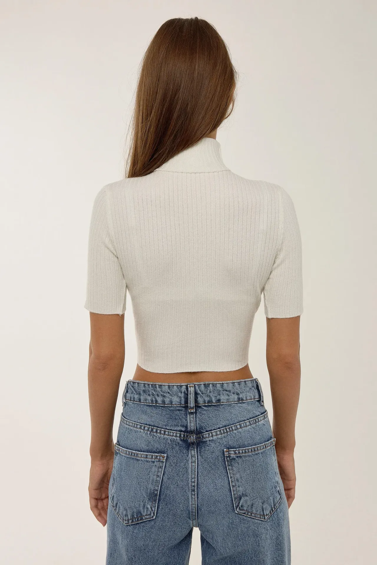 Slim Fit Turtleneck Knitted Crop Top