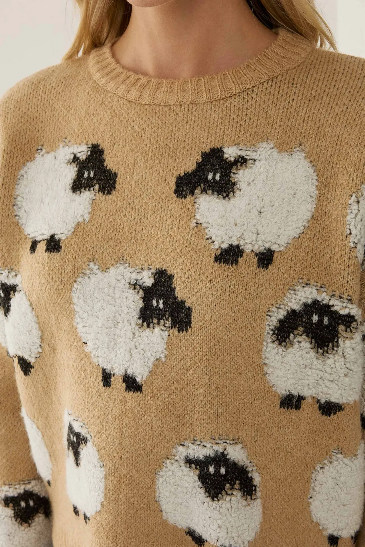 Relaxed Fit Animal Pattern Sweater