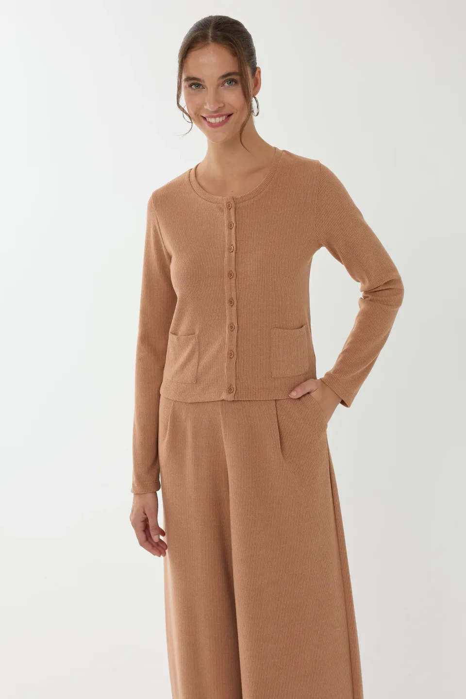 Button-Front Knit Cardigan