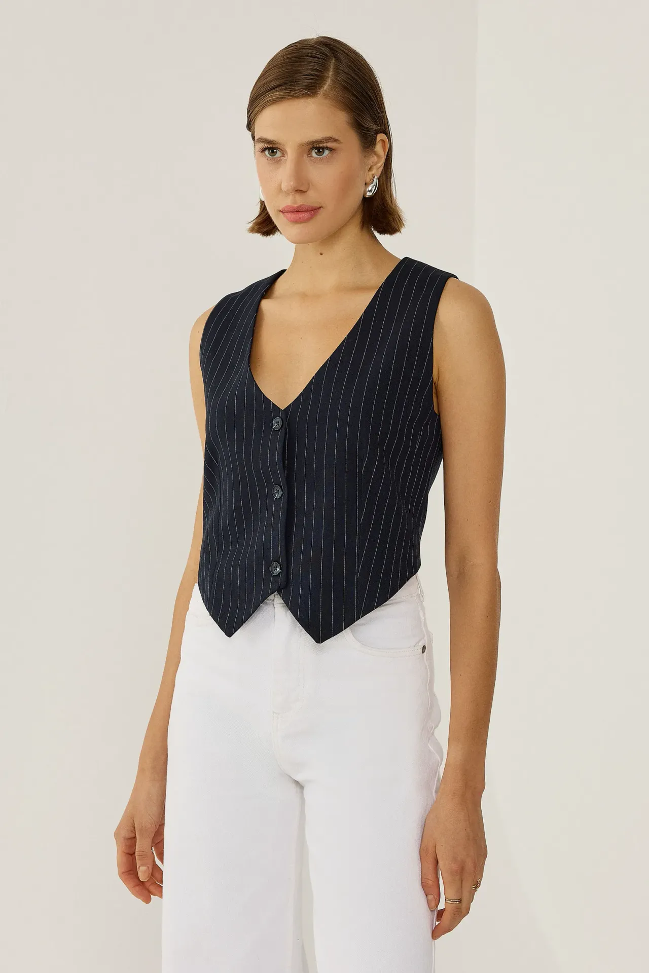 Striped Buttoned Vest