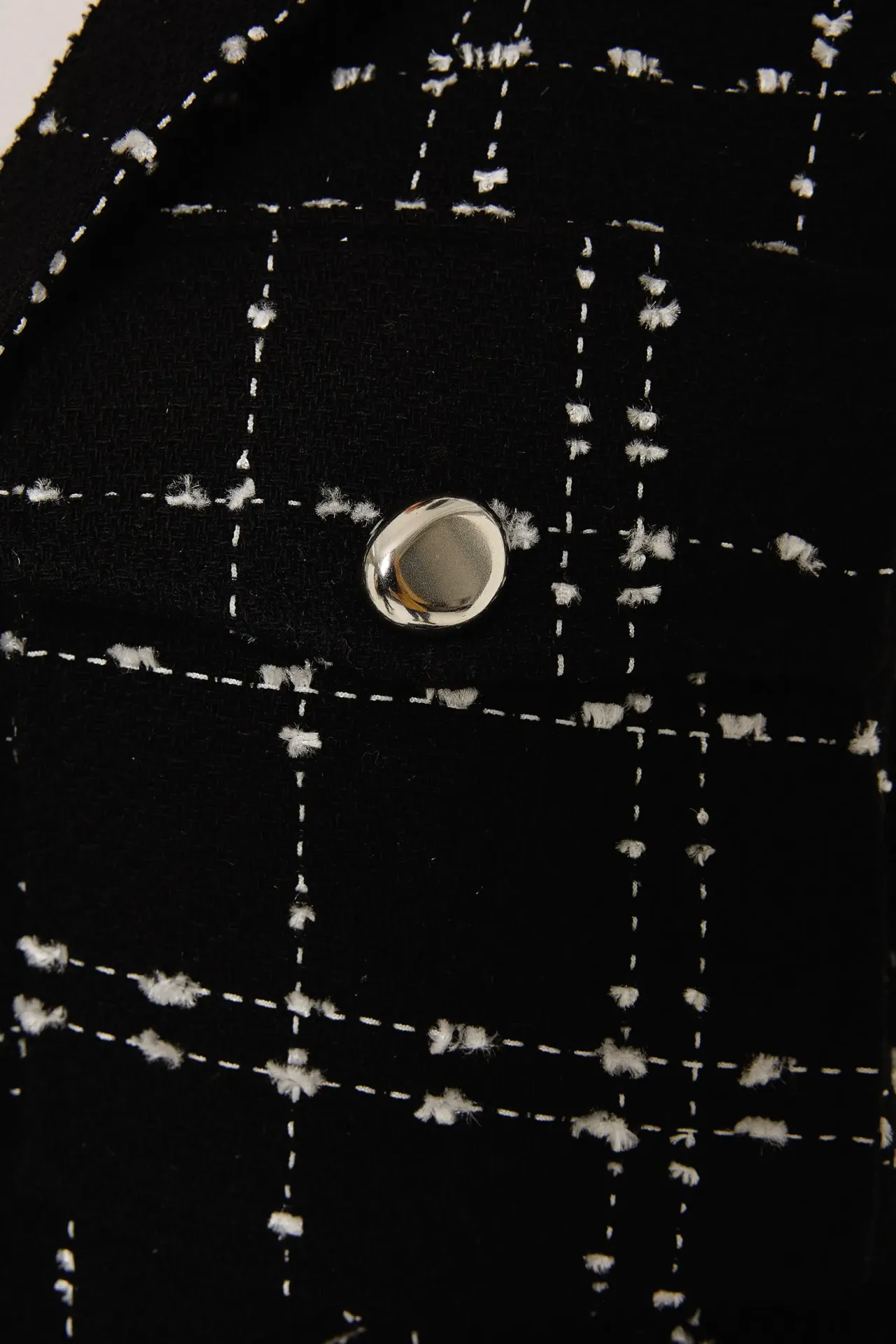 Pocket Detail Tweed Jacket with Shirt Collar