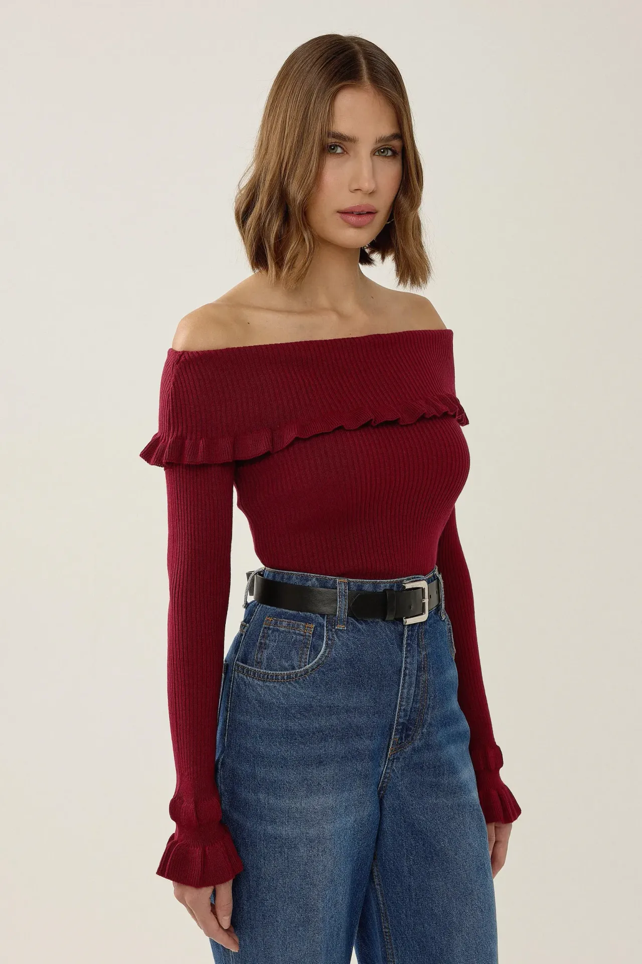 Off-Shoulder Knit Sweater