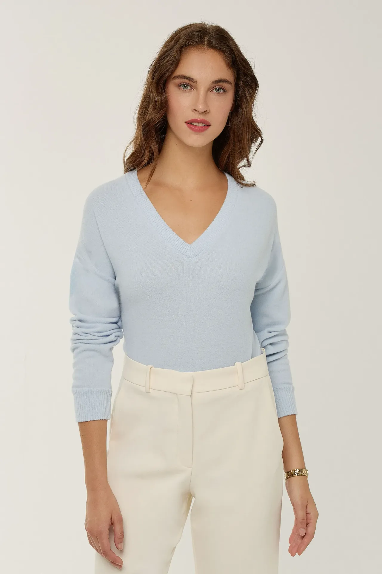 Textured V-Neck Knit Top