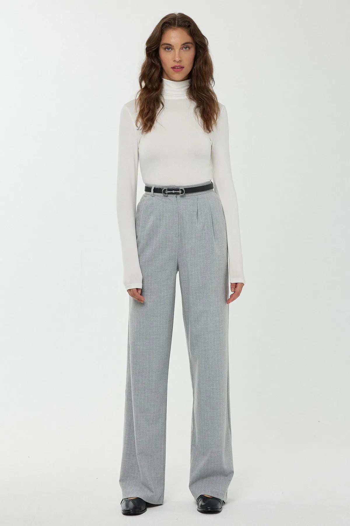 High Waist Striped Straight Leg Pants 3