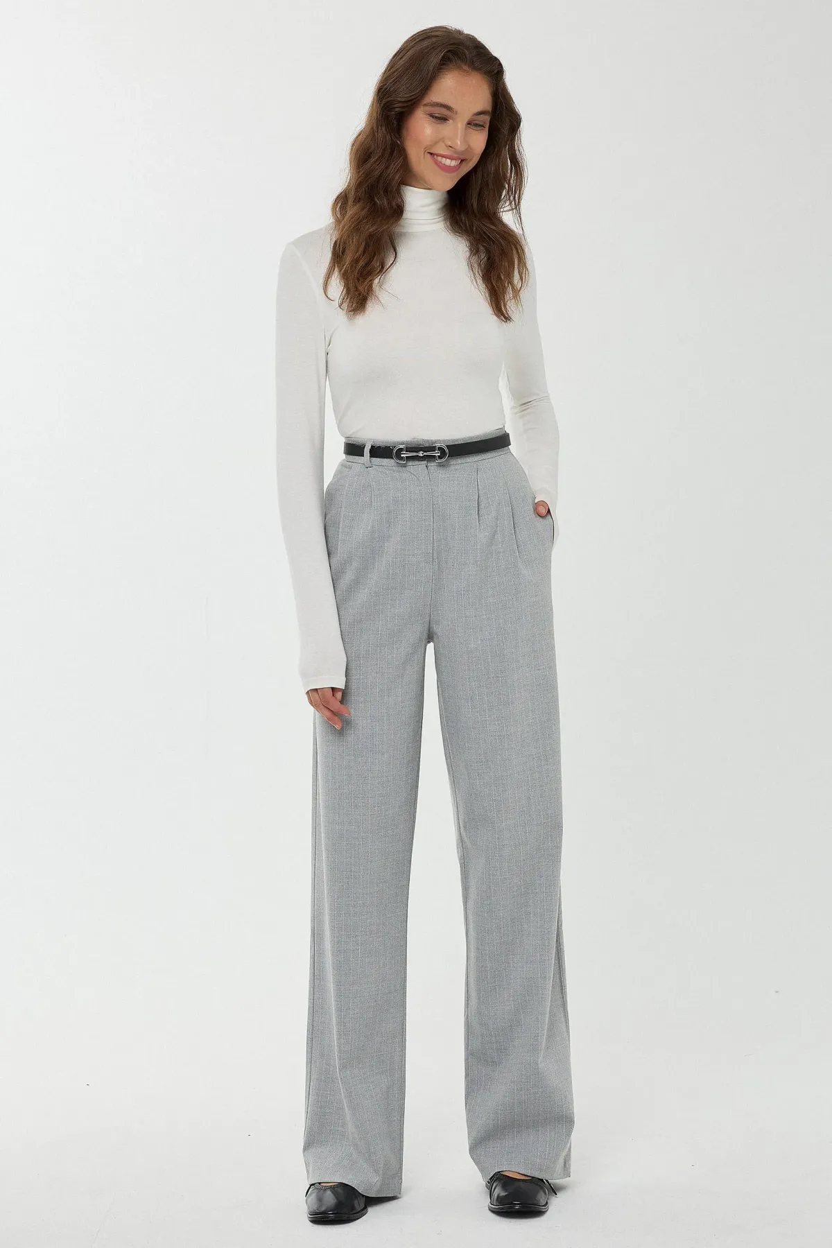 High Waist Striped Straight Leg Pants 1