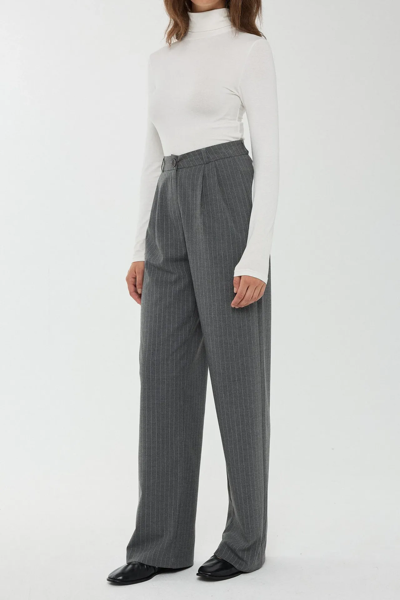 High Waist Striped Straight Leg Pants