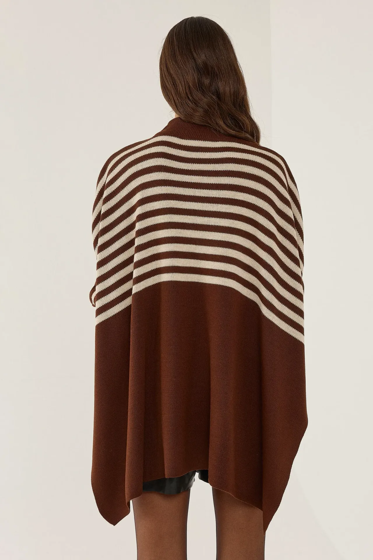 Long Striped Knit Sweater with Slit