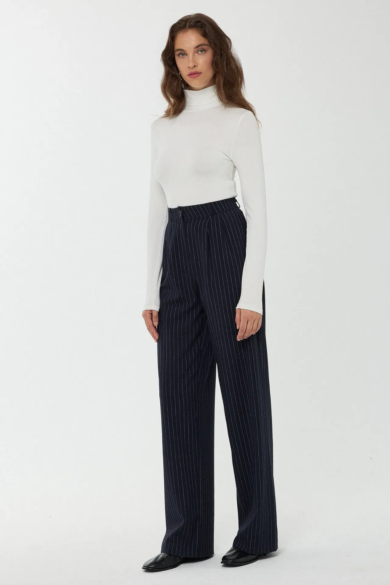 High Waist Striped Straight Leg Pants