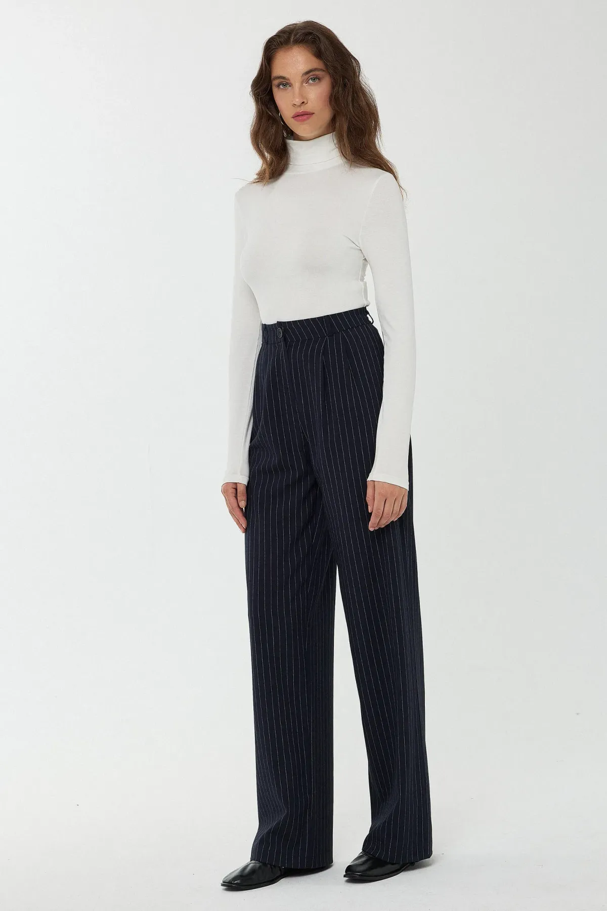 High Waist Striped Straight Leg Pants 3