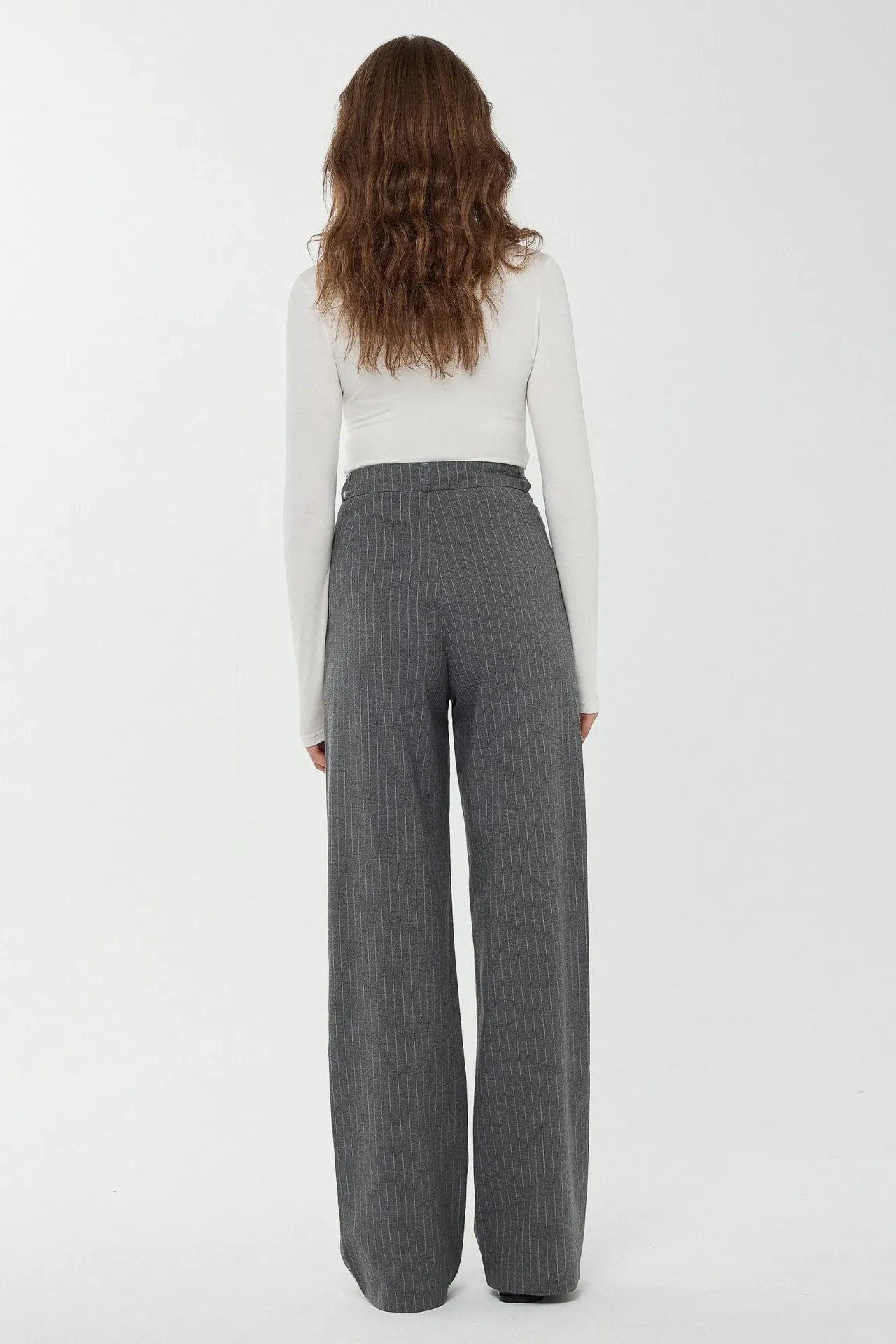 High Waist Striped Straight Leg Pants