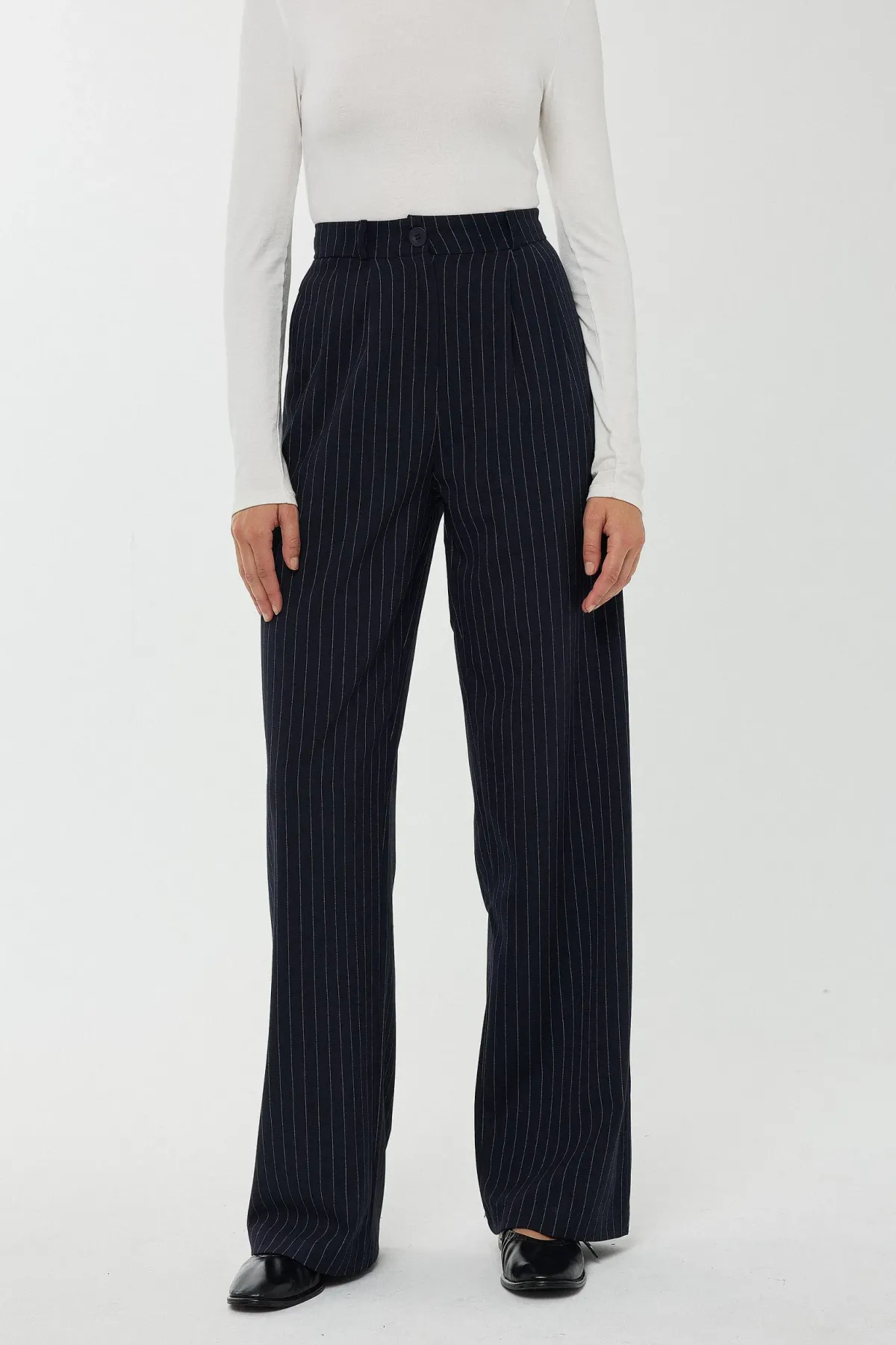 High Waist Striped Straight Leg Pants 2