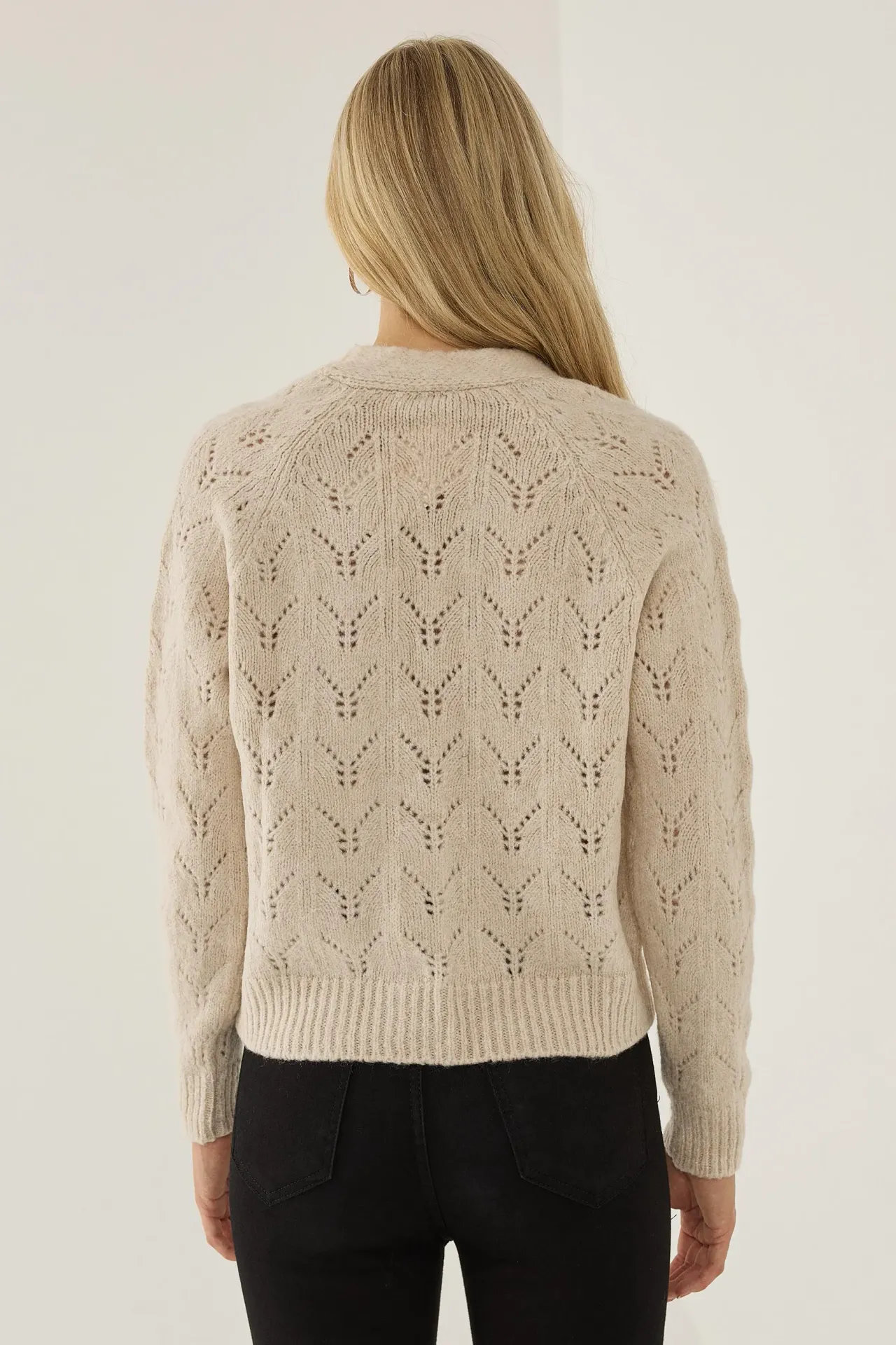 V-Neck Relaxed Fit Knit Cardigan