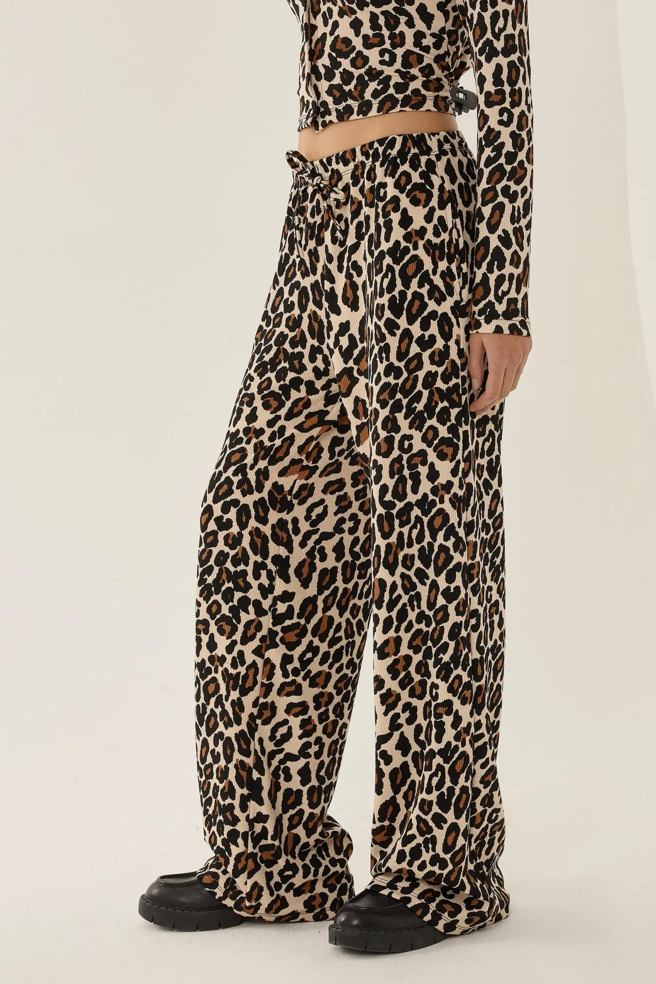 Leopard Print Straight Leg Pants